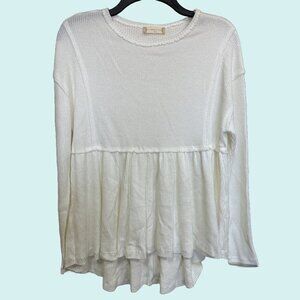 Altar'd State Mira Thermal Babydoll Top in Ivory, Size XS